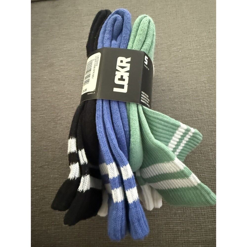LCKR Youth Crew Socks 6 Pair Cushioned Green Blue White Size S 3Y-5Y NWT - Picture 6 of 7